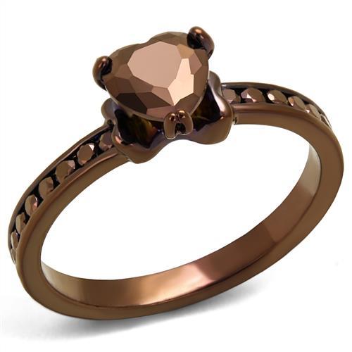 3W1191 IP Coffee light Brass Ring with AAA Grade CZ in Light Coffee - Joyeria Lady