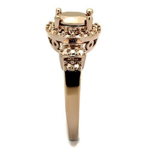 3W1193 IP Rose Gold(Ion Plating) Brass Ring with AAA Grade CZ in Metallic Light Gold