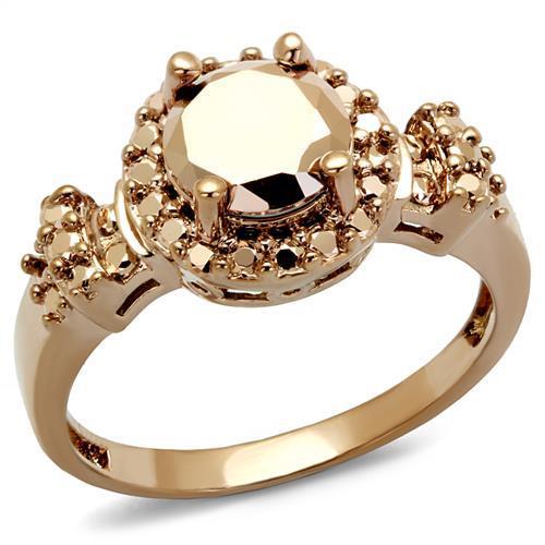 3W1193 IP Rose Gold(Ion Plating) Brass Ring with AAA Grade CZ in Metallic Light Gold - Joyeria Lady