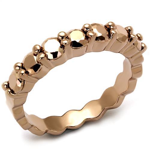 3W1195 IP Rose Gold(Ion Plating) Brass Ring with AAA Grade CZ in Metallic Light Gold - Joyeria Lady