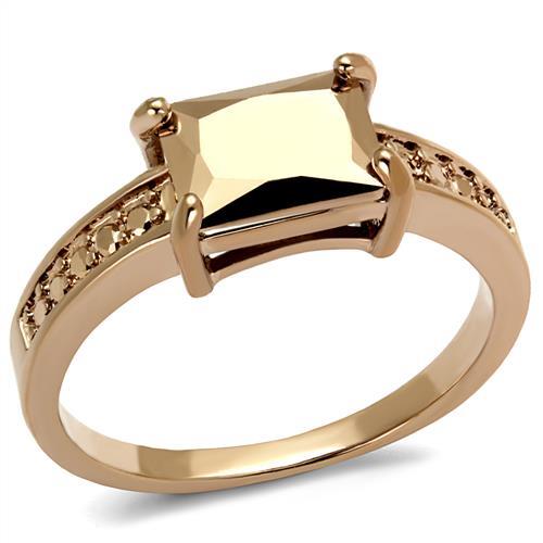 3W1197 IP Rose Gold(Ion Plating) Brass Ring with AAA Grade CZ in Metallic Light Gold - Joyeria Lady