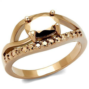 3W1198 IP Rose Gold(Ion Plating) Brass Ring with AAA Grade CZ in Metallic Light Gold - Joyeria Lady
