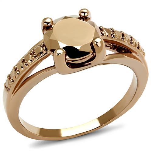 3W1199 IP Rose Gold(Ion Plating) Brass Ring with AAA Grade CZ in Metallic Light Gold - Joyeria Lady