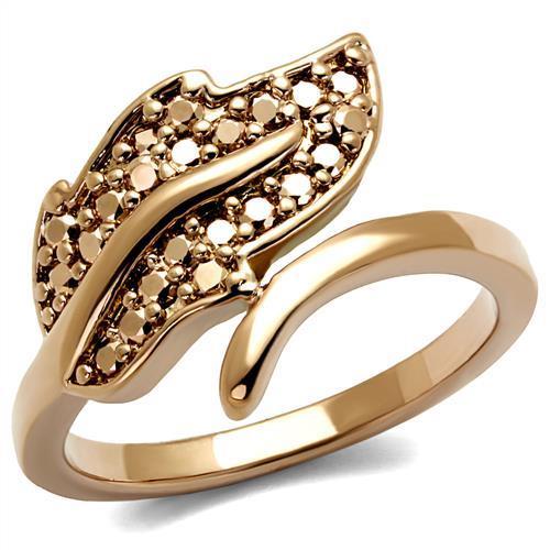 3W1200 IP Rose Gold(Ion Plating) Brass Ring with AAA Grade CZ in Metallic Light Gold - Joyeria Lady