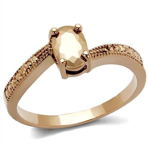 3W1201 IP Rose Gold(Ion Plating) Brass Ring with AAA Grade CZ in Metallic Light Gold - Joyeria Lady