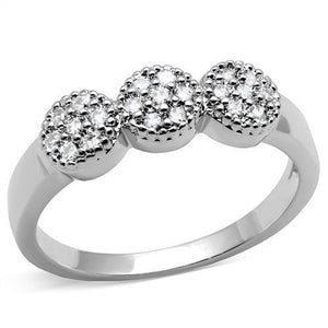 3W1220 Rhodium Brass Ring with AAA Grade CZ in Clear - Joyeria Lady