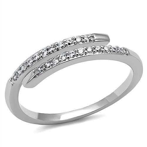 3W1222 Rhodium Brass Ring with AAA Grade CZ in Clear - Joyeria Lady