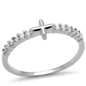 3W1227 Rhodium Brass Ring with AAA Grade CZ in Clear - Joyeria Lady