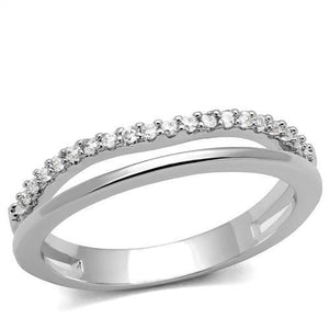 3W1229 Rhodium Brass Ring with AAA Grade CZ in Clear - Joyeria Lady