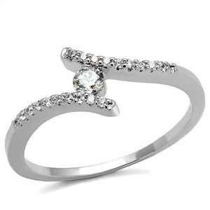 3W1237 Rhodium Brass Ring with AAA Grade CZ in Clear - Joyeria Lady