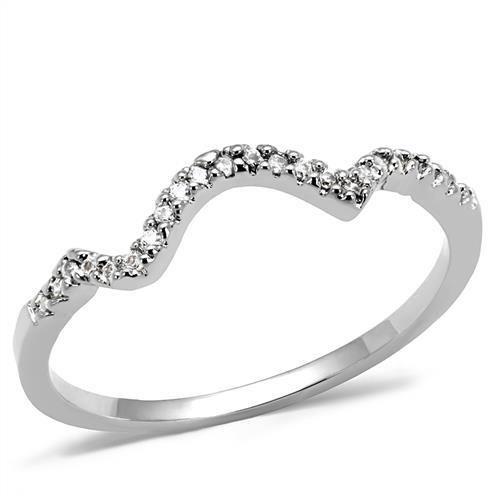 3W1239 Rhodium Brass Ring with AAA Grade CZ in Clear - Joyeria Lady