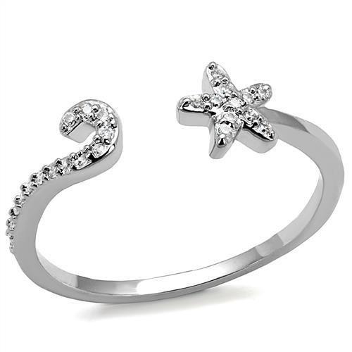 3W1240 Rhodium Brass Ring with AAA Grade CZ in Clear - Joyeria Lady