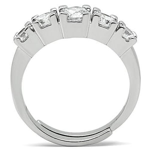 3W134 Rhodium Brass Ring with AAA Grade CZ in Clear