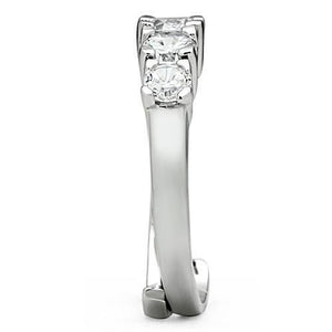 3W134 Rhodium Brass Ring with AAA Grade CZ in Clear