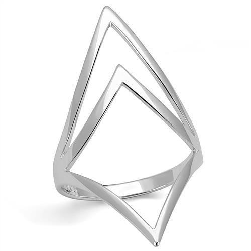 3W1382 - Rhodium 925 Sterling Silver Ring with No Stone - Joyeria Lady