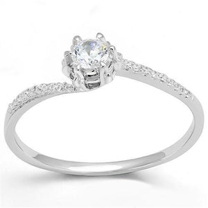 3W1392 - Rhodium 925 Sterling Silver Ring with AAA Grade CZ  in Clear - Joyeria Lady