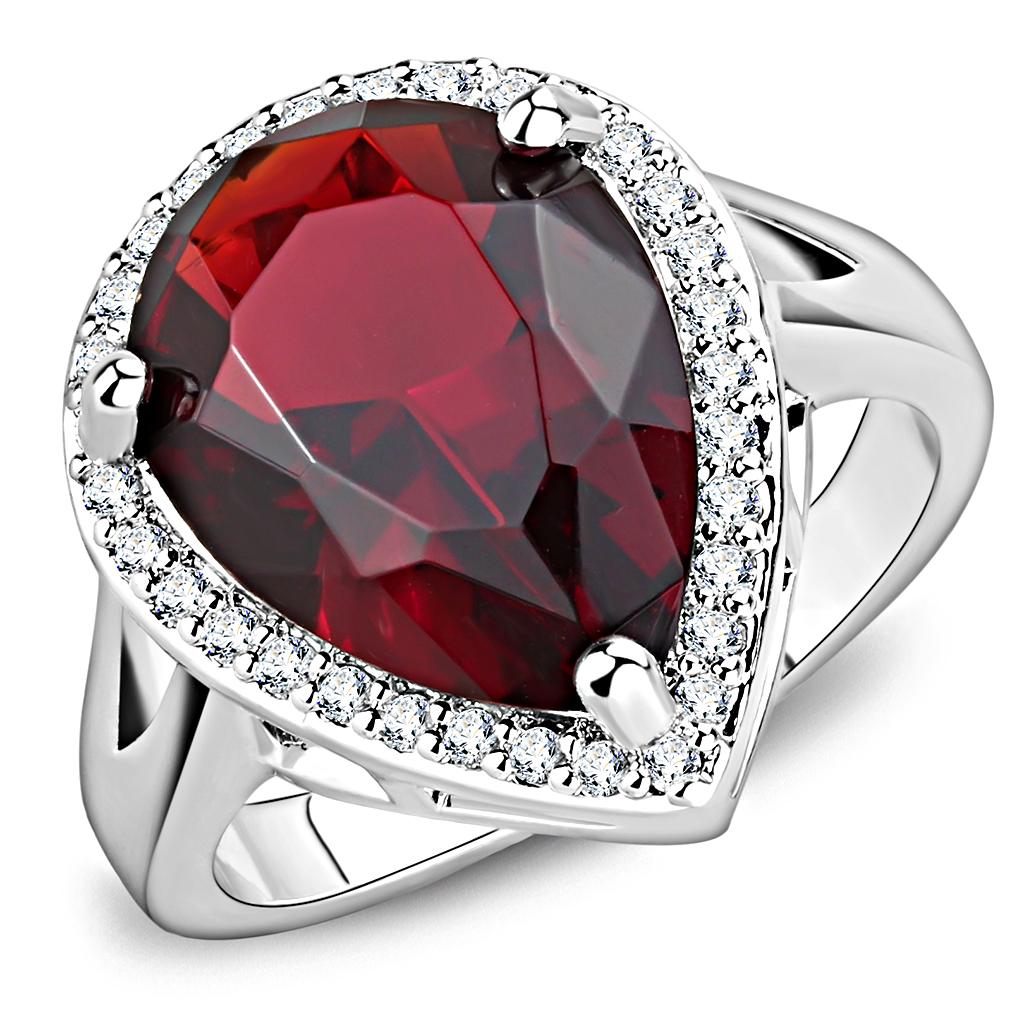 3W1438 Rhodium Brass Ring with Synthetic in Siam - Joyeria Lady