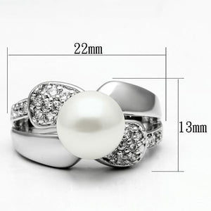 3W182 Rhodium Brass Ring with Synthetic in White
