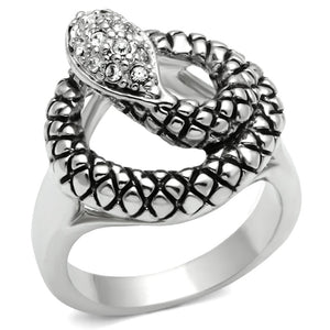 3W183 Rhodium Brass Ring with Top Grade Crystal in Clear - Joyeria Lady