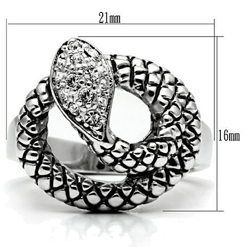 3W183 Rhodium Brass Ring with Top Grade Crystal in Clear - Joyeria Lady