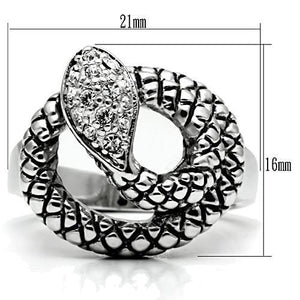 3W183 Rhodium Brass Ring with Top Grade Crystal in Clear