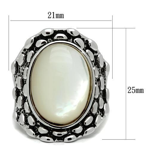 3W186 Rhodium Brass Ring with Precious Stone in White - Joyeria Lady