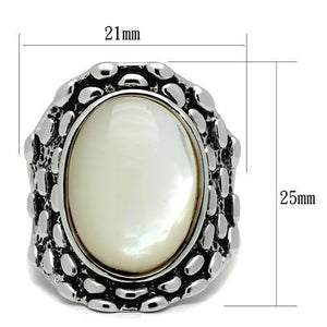 3W186 Rhodium Brass Ring with Precious Stone in White