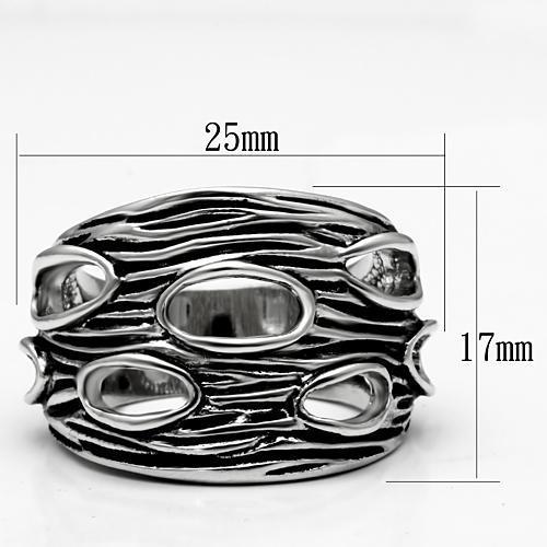 3W188 Rhodium Brass Ring with No Stone in No Stone - Joyeria Lady