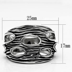 3W188 Rhodium Brass Ring with No Stone in No Stone