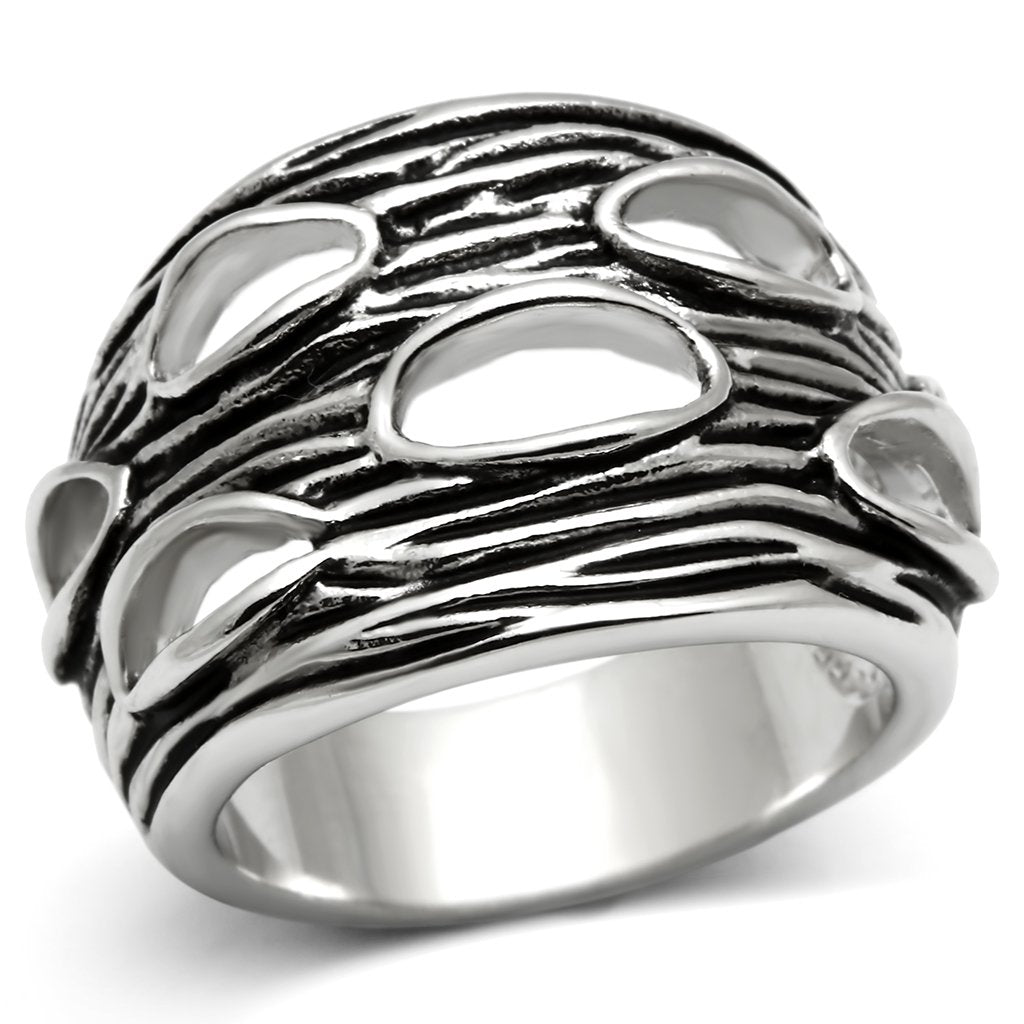 3W188 Rhodium Brass Ring with No Stone in No Stone - Joyeria Lady