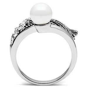 3W191 Rhodium Brass Ring with Synthetic in White