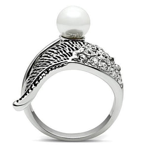 3W191 Rhodium Brass Ring with Synthetic in White