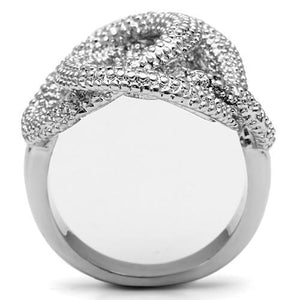 3W196 Rhodium Brass Ring with AAA Grade CZ in Clear