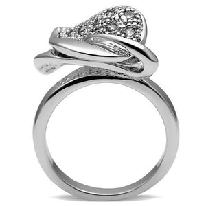 3W200 Rhodium Brass Ring with AAA Grade CZ in Clear