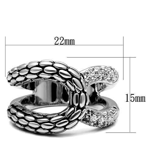 3W202 Rhodium Brass Ring with AAA Grade CZ in Clear - Joyeria Lady