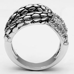 3W202 Rhodium Brass Ring with AAA Grade CZ in Clear