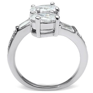 3W203 Rhodium Brass Ring with AAA Grade CZ in Clear