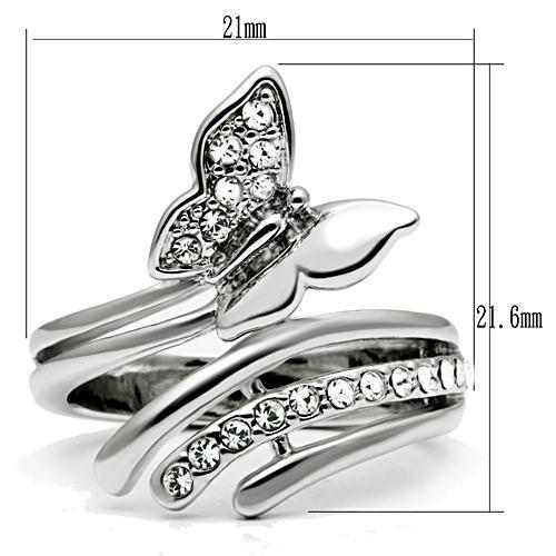 3W208 Rhodium Brass Ring with Top Grade Crystal in Clear - Joyeria Lady