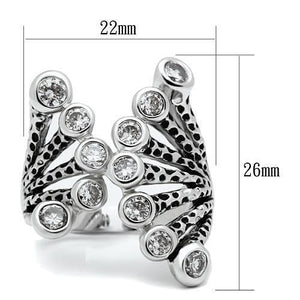 3W218 Rhodium Brass Ring with AAA Grade CZ in Clear