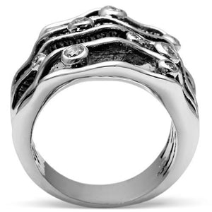 3W221 Rhodium Brass Ring with AAA Grade CZ in Clear