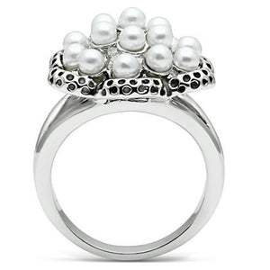3W232 Rhodium Brass Ring with Synthetic in White