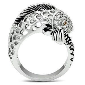 3W234 Rhodium Brass Ring with AAA Grade CZ in Champagne
