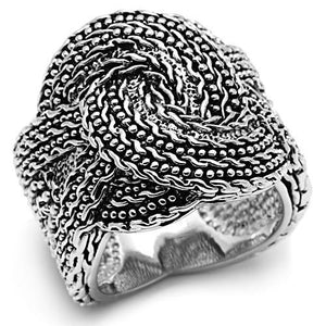 3W248 Rhodium Brass Ring with No Stone in No Stone - Joyeria Lady