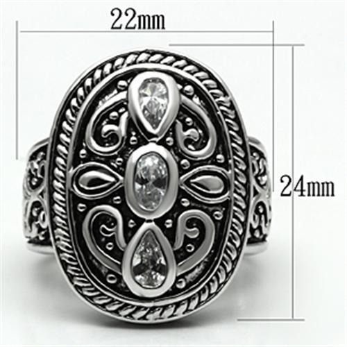 3W252 Rhodium Brass Ring with AAA Grade CZ in Clear - Joyeria Lady
