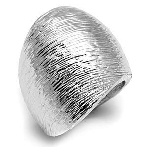 3W256 Rhodium Brass Ring with No Stone in No Stone - Joyeria Lady