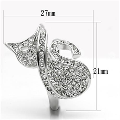 3W260 Rhodium Brass Ring with Top Grade Crystal in Clear - Joyeria Lady