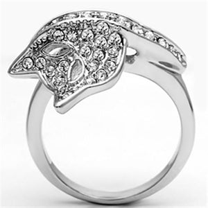 3W260 Rhodium Brass Ring with Top Grade Crystal in Clear