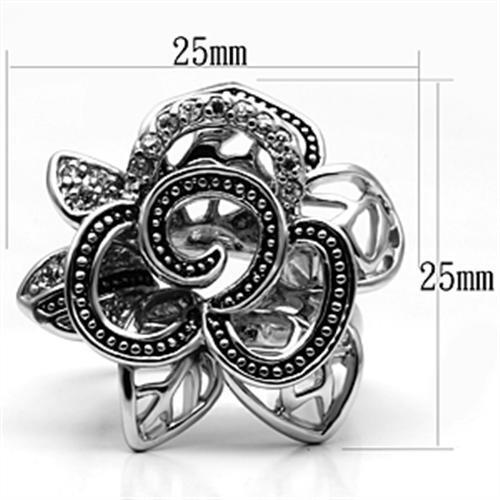 3W261 Rhodium Brass Ring with AAA Grade CZ in Clear - Joyeria Lady