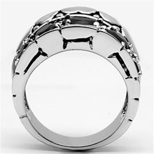 3W262 Rhodium Brass Ring with AAA Grade CZ in Black Diamond