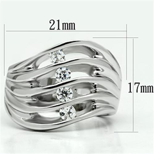 3W265 Rhodium Brass Ring with AAA Grade CZ in Clear - Joyeria Lady
